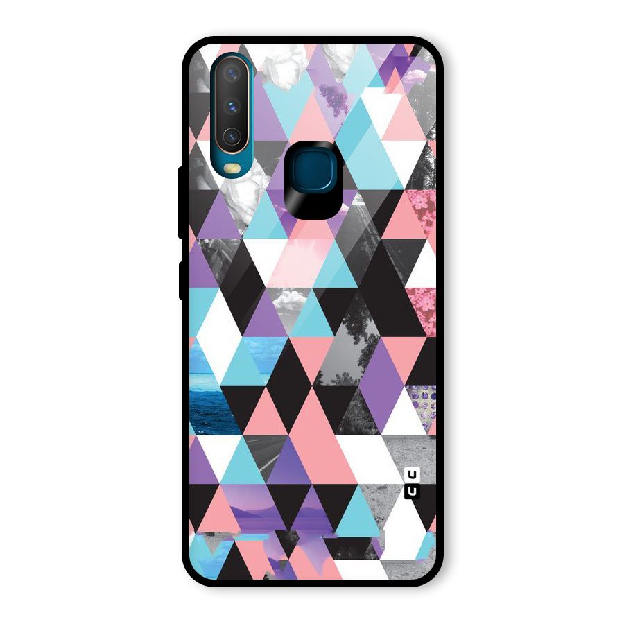 Abstract Splash Triangles Glass Back Case for Vivo U10