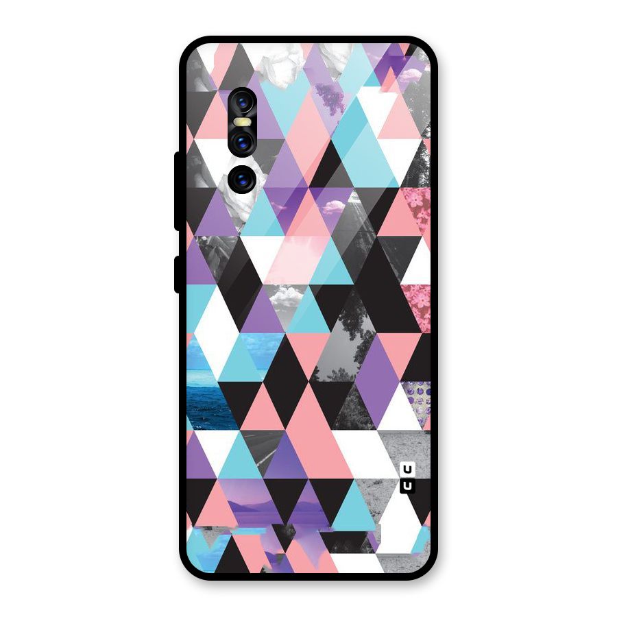 Abstract Splash Triangles Glass Back Case for Vivo V15 Pro