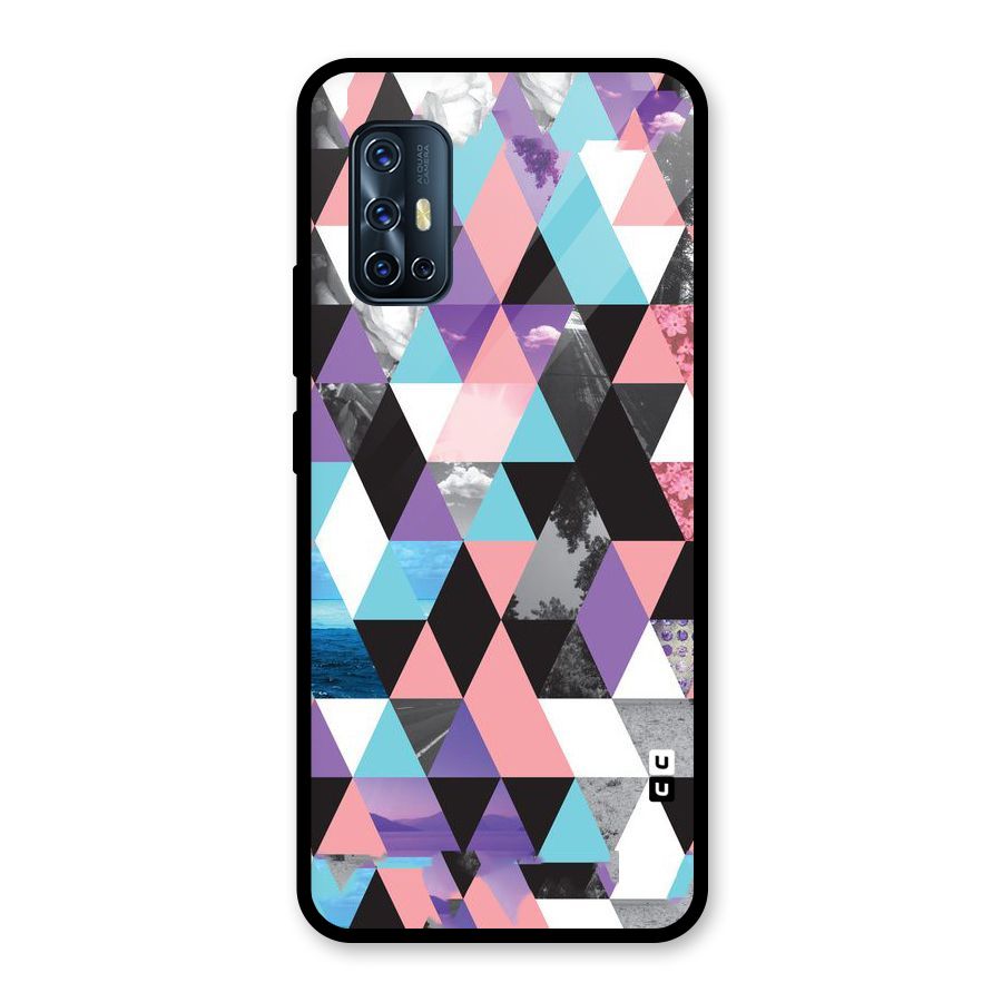 Abstract Splash Triangles Glass Back Case for Vivo V17