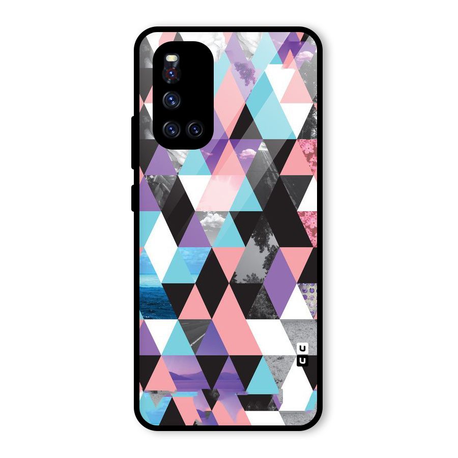 Abstract Splash Triangles Glass Back Case for Vivo V19