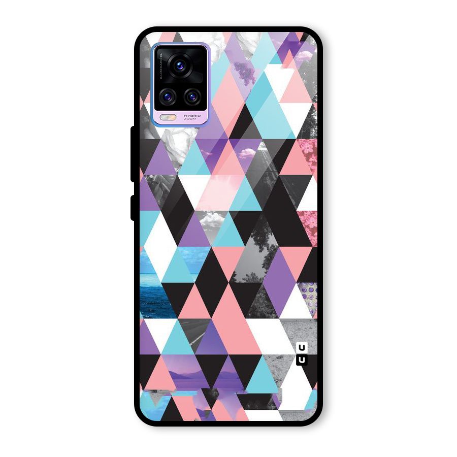 Abstract Splash Triangles Glass Back Case for Vivo V20 Pro