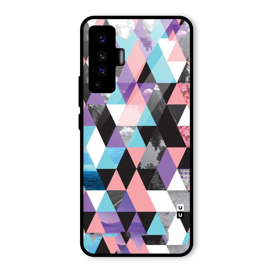 Abstract Splash Triangles Glass Back Case for Vivo X50