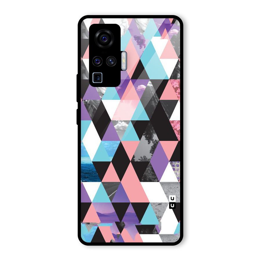 Abstract Splash Triangles Glass Back Case for Vivo X50 Pro