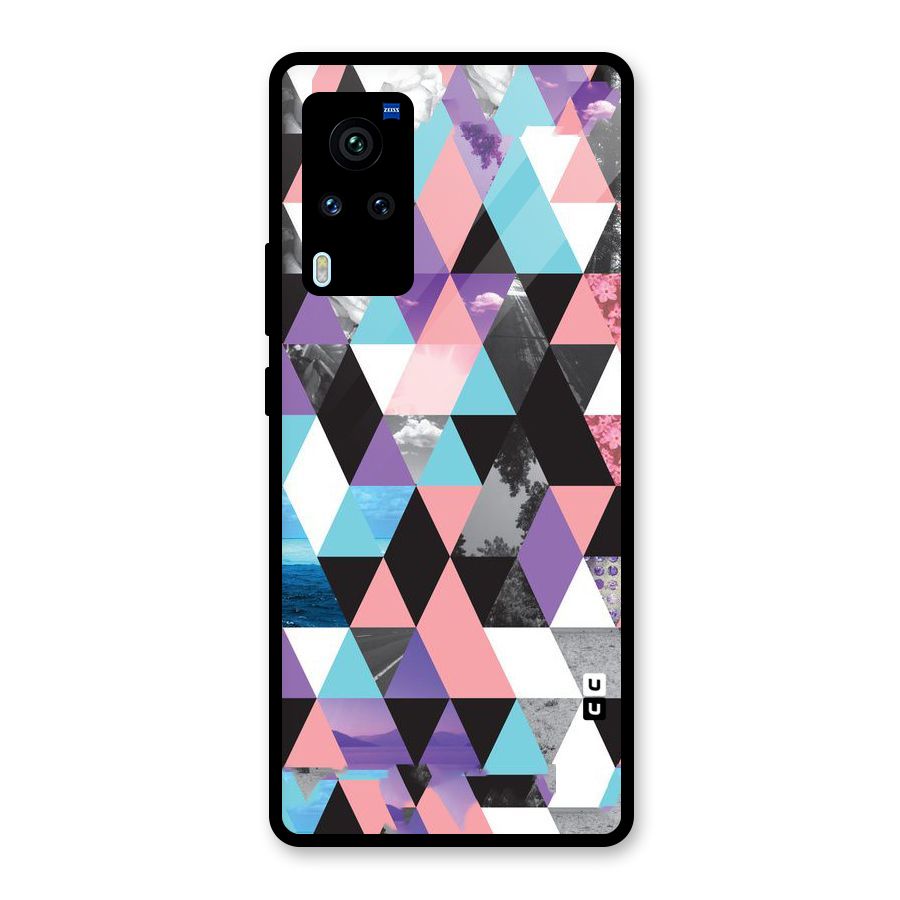 Abstract Splash Triangles Glass Back Case for Vivo X60 Pro