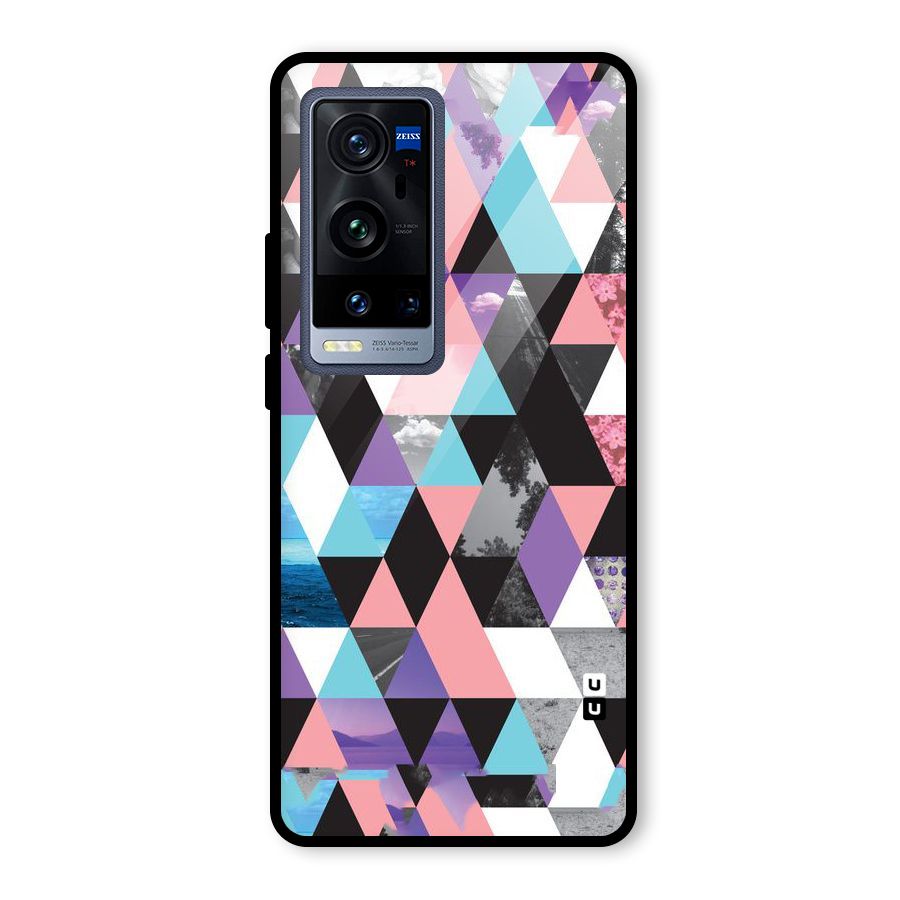 Abstract Splash Triangles Glass Back Case for Vivo X60 Pro Plus