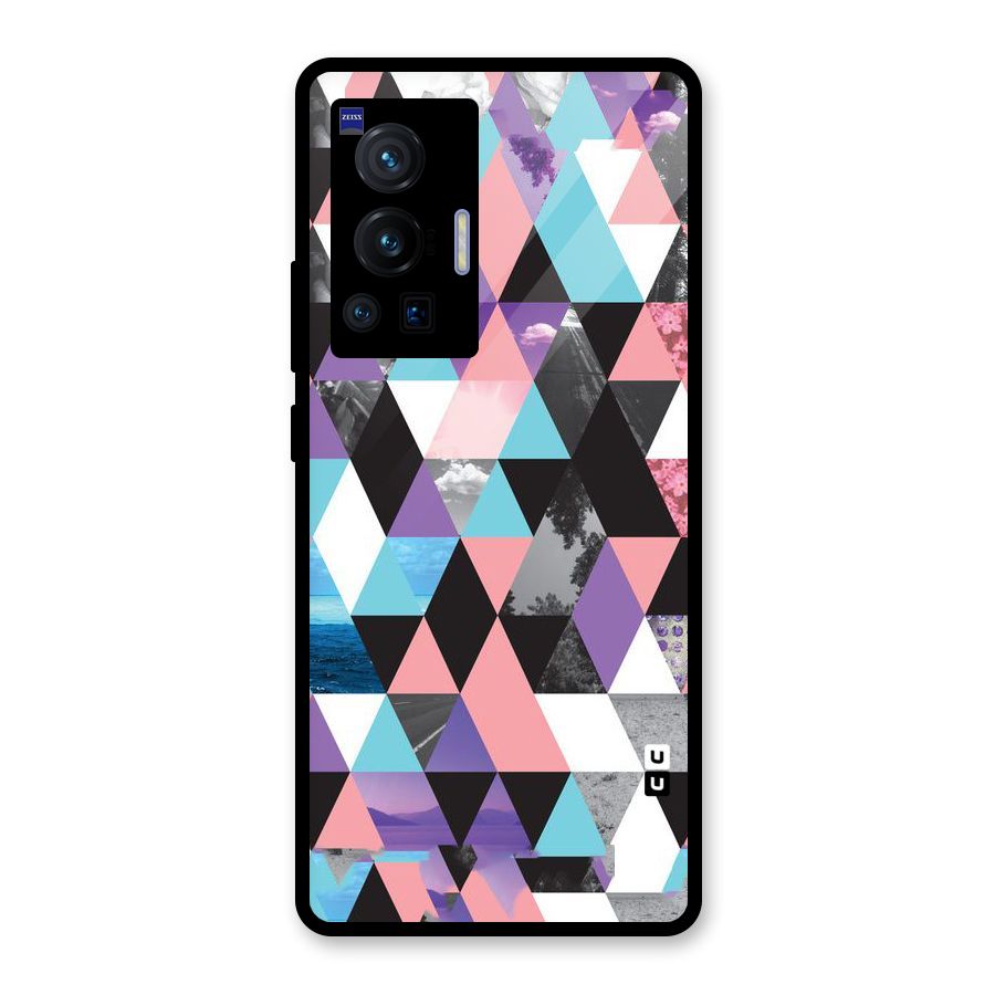 Abstract Splash Triangles Glass Back Case for Vivo X70 Pro