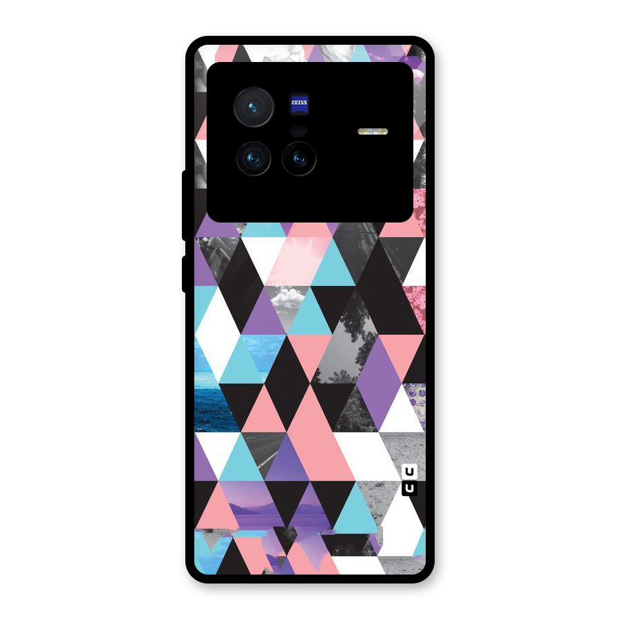 Abstract Splash Triangles Glass Back Case for Vivo X80