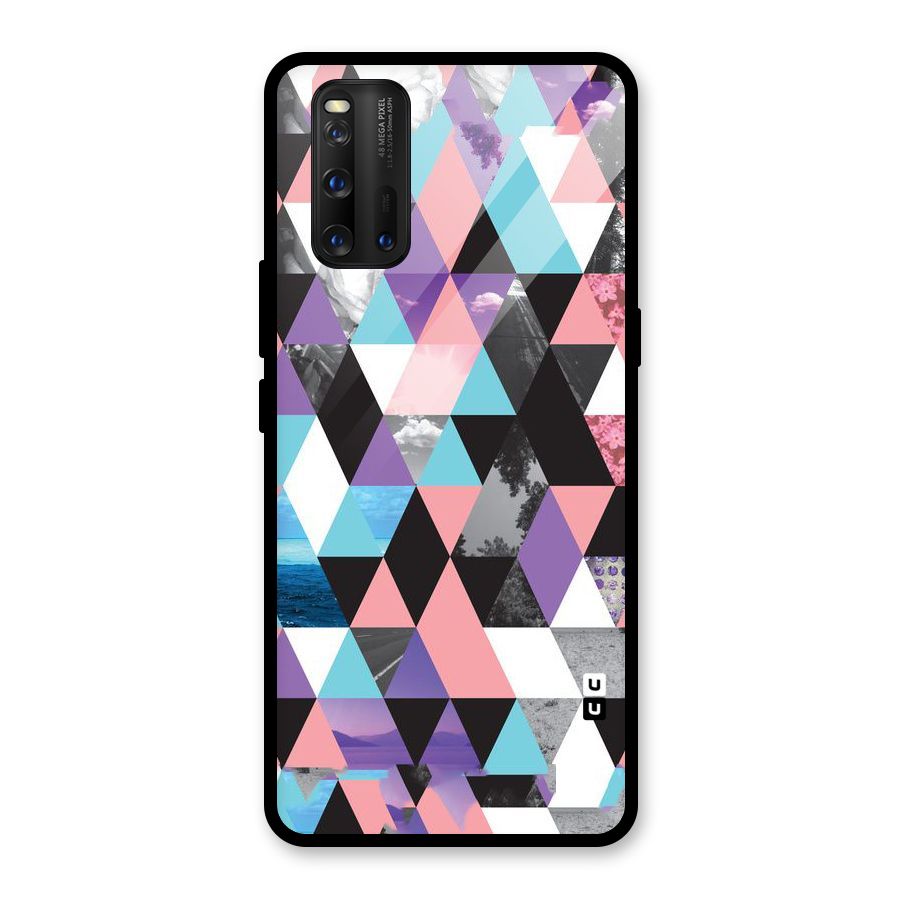 Abstract Splash Triangles Glass Back Case for Vivo iQOO 3