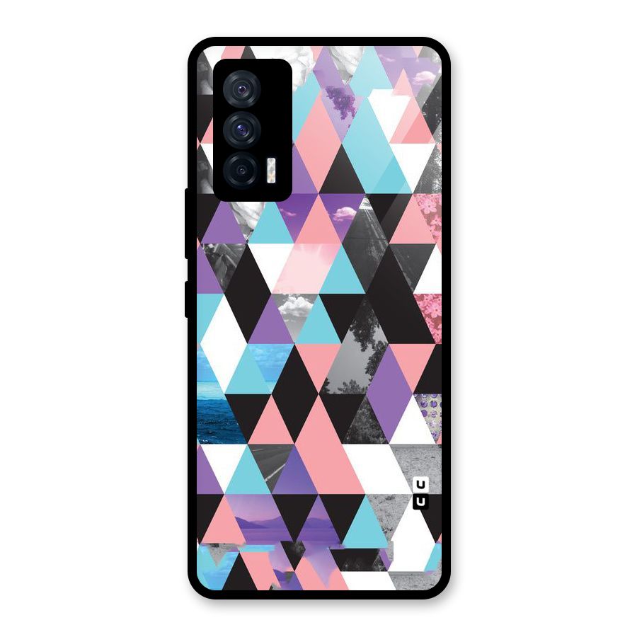 Abstract Splash Triangles Glass Back Case for Vivo iQOO 7 5G