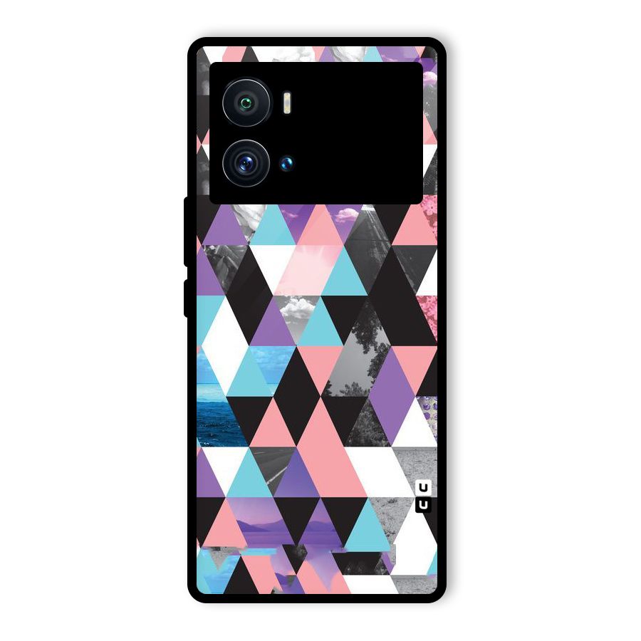 Abstract Splash Triangles Glass Back Case for Vivo iQOO 9 Pro