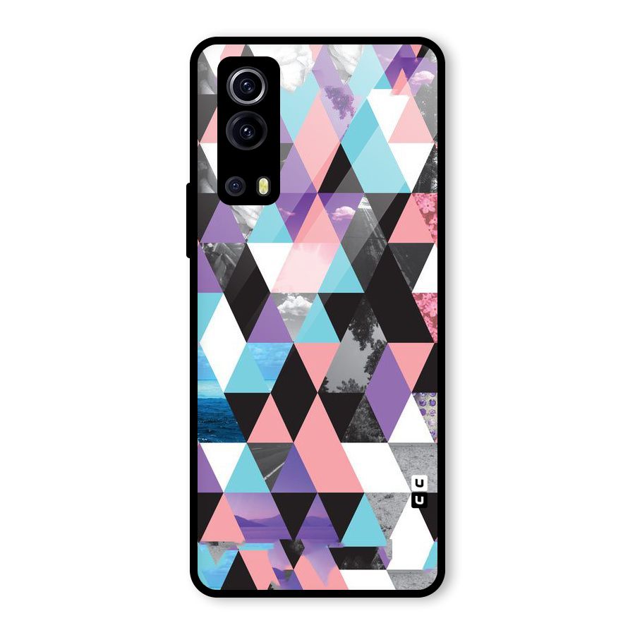 Abstract Splash Triangles Glass Back Case for Vivo iQOO Z3