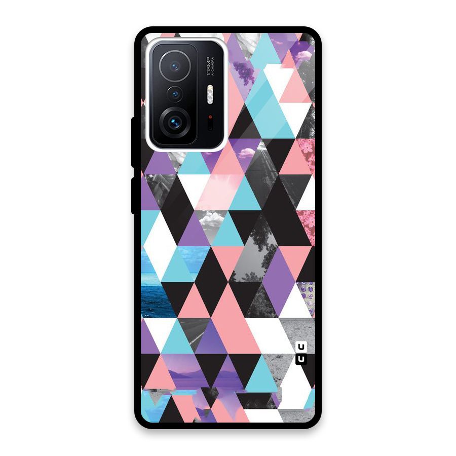 Abstract Splash Triangles Glass Back Case for Xiaomi 11T Pro