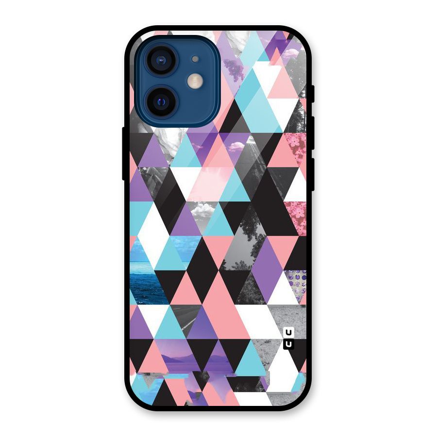Abstract Splash Triangles Glass Back Case for iPhone 12 Mini