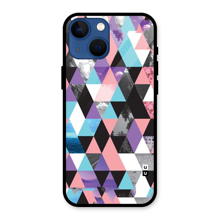 Abstract Splash Triangles Glass Back Case for iPhone 13 Mini