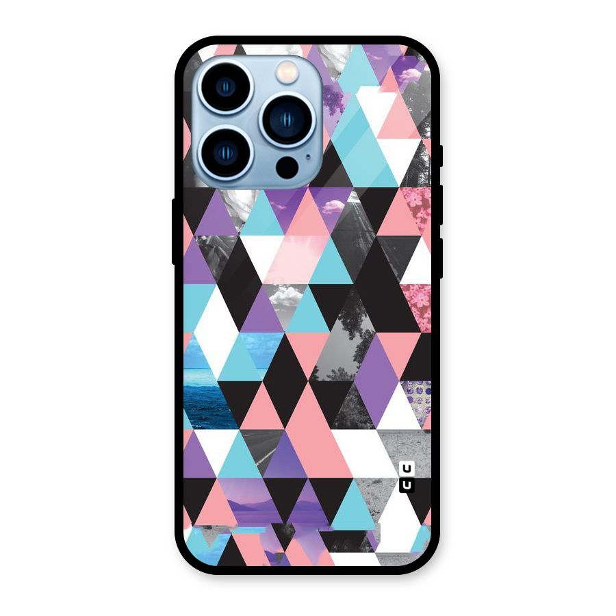 Abstract Splash Triangles Glass Back Case for iPhone 13 Pro