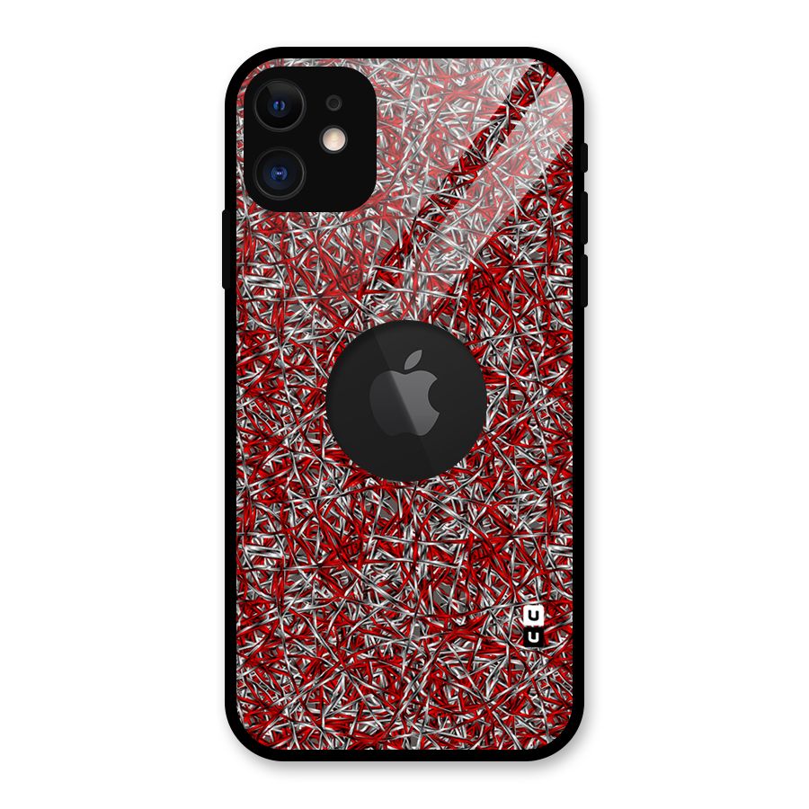 Abstract Threads Glass Back Case for iPhone 11 Logo Cut