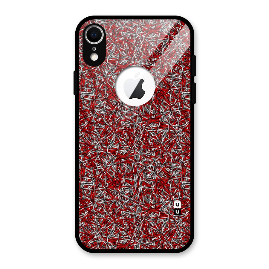 Abstract Threads Glass Back Case for iPhone XR Logo Cut