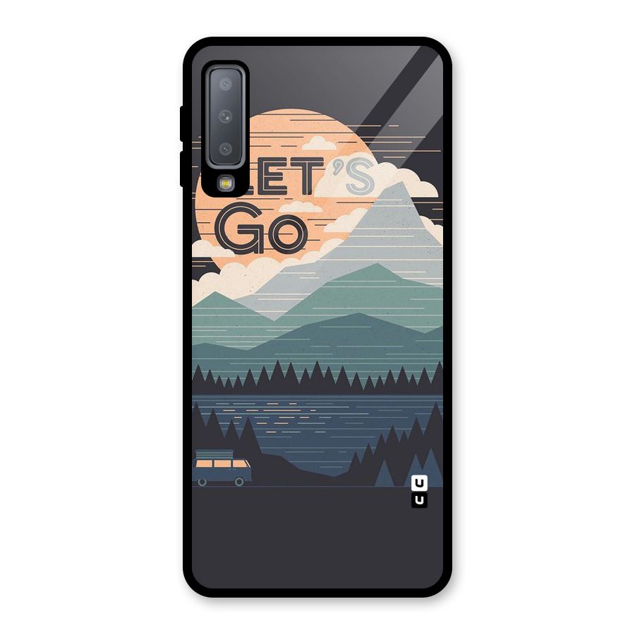 Abstract Travel Glass Back Case for Galaxy A7 (2018)