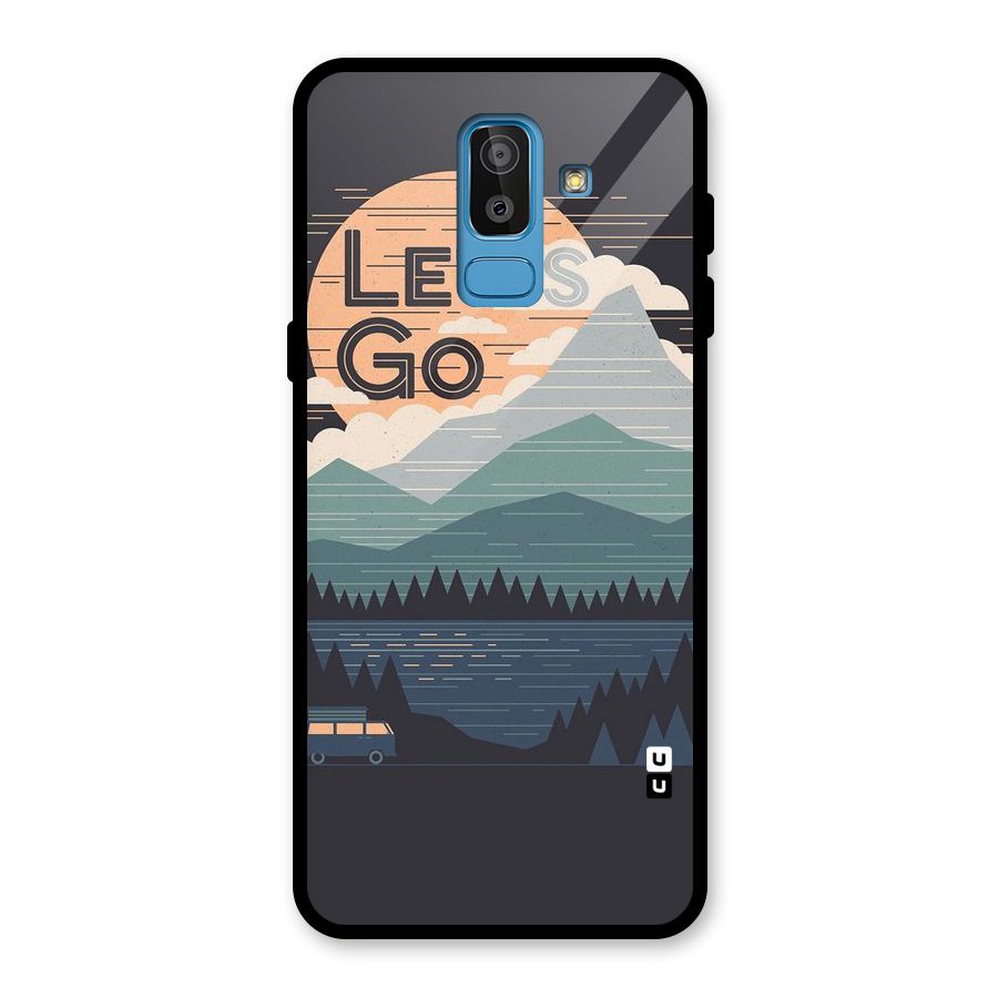 Abstract Travel Glass Back Case for Galaxy J8