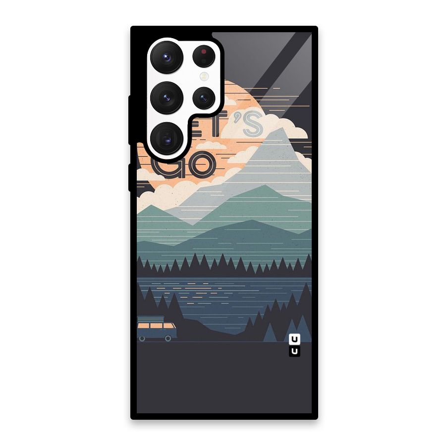 Abstract Travel Glass Back Case for Galaxy S22 Ultra 5G