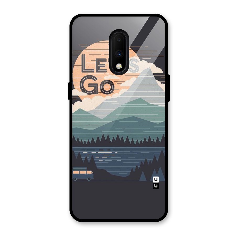 Abstract Travel Glass Back Case for OnePlus 7