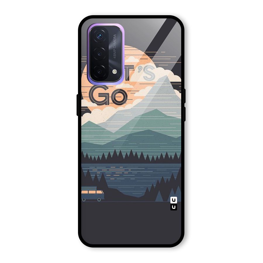 Abstract Travel Glass Back Case for Oppo A74 5G