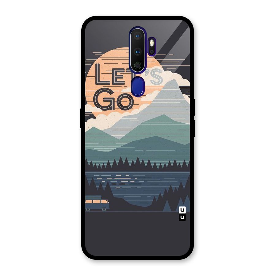 Abstract Travel Glass Back Case for Oppo A9 (2020)