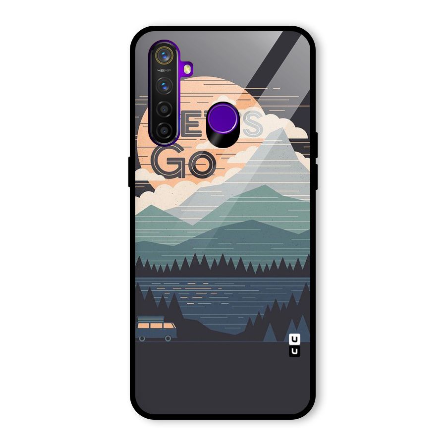 Abstract Travel Glass Back Case for Realme 5 Pro