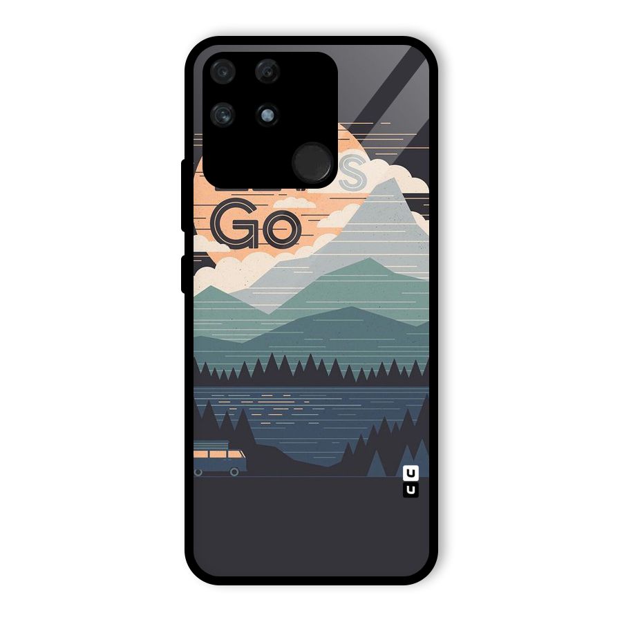 Abstract Travel Glass Back Case for Realme Narzo 50A