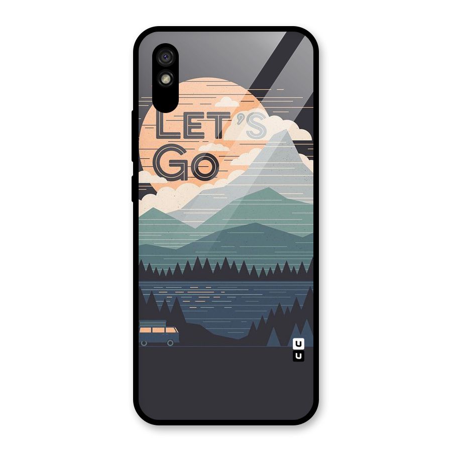 Abstract Travel Glass Back Case for Redmi 9A