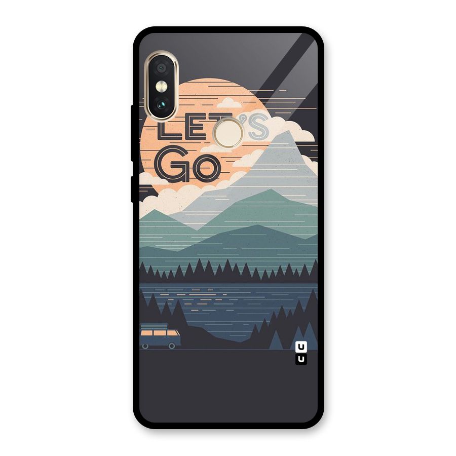 Abstract Travel Glass Back Case for Redmi Note 5 Pro