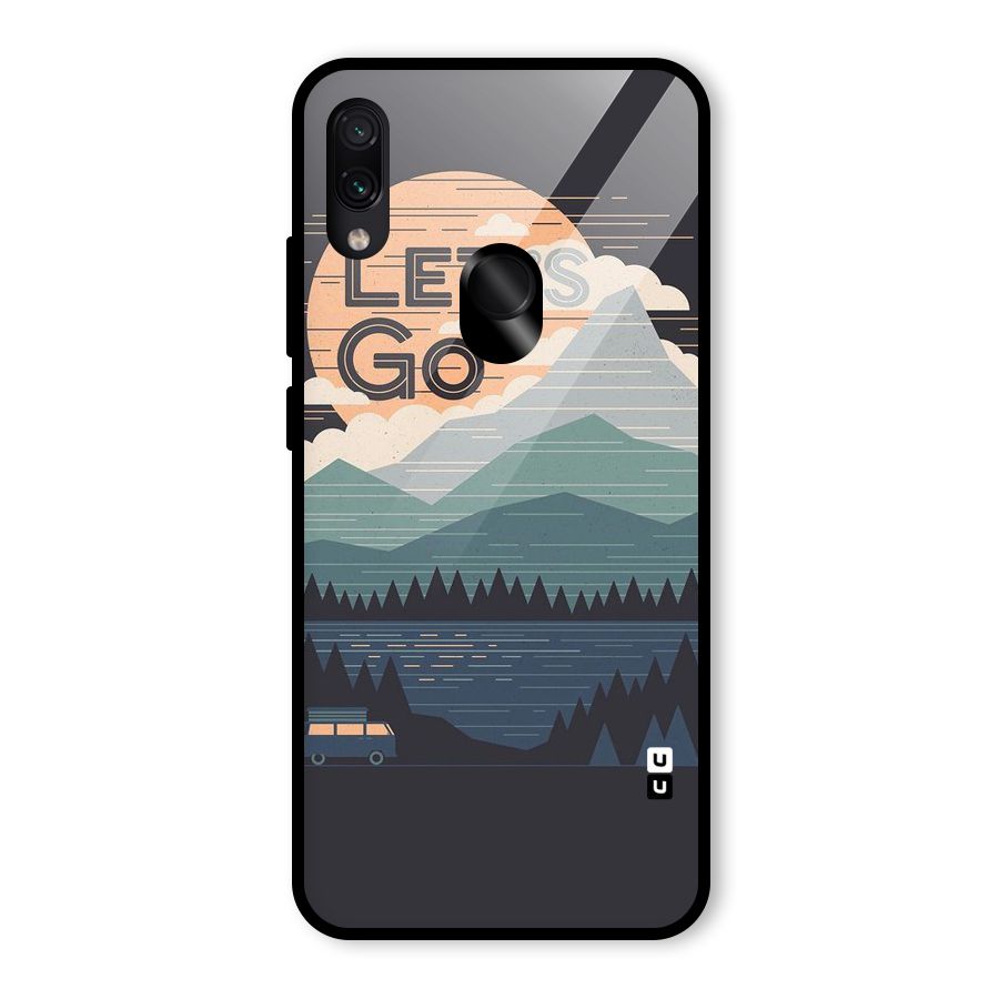 Abstract Travel Glass Back Case for Redmi Note 7 Pro