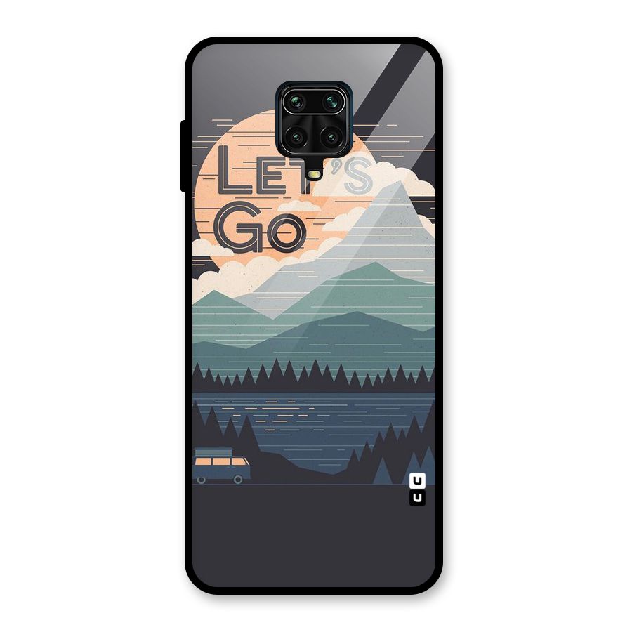 Abstract Travel Glass Back Case for Redmi Note 9 Pro