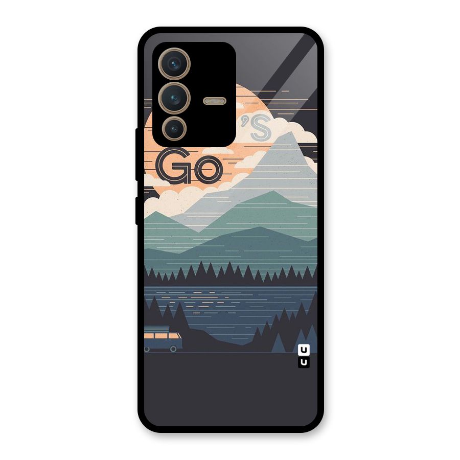 Abstract Travel Glass Back Case for Vivo V23 5G