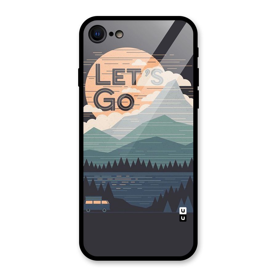 Abstract Travel Glass Back Case for iPhone SE 2022