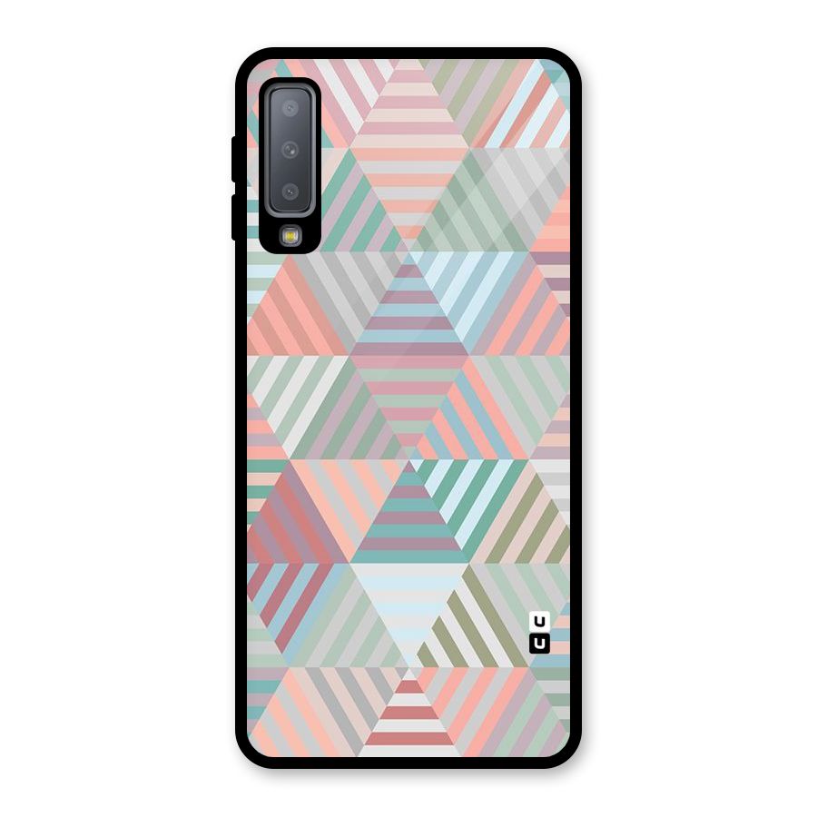 Abstract Triangle Lines Glass Back Case for Galaxy A7 (2018)