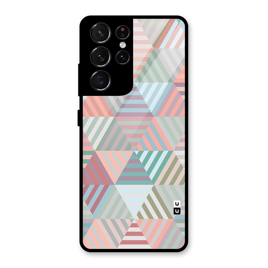 Abstract Triangle Lines Glass Back Case for Galaxy S21 Ultra 5G