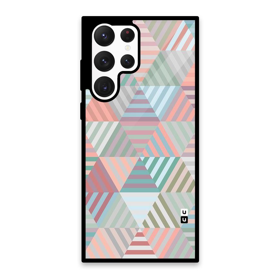 Abstract Triangle Lines Glass Back Case for Galaxy S22 Ultra 5G