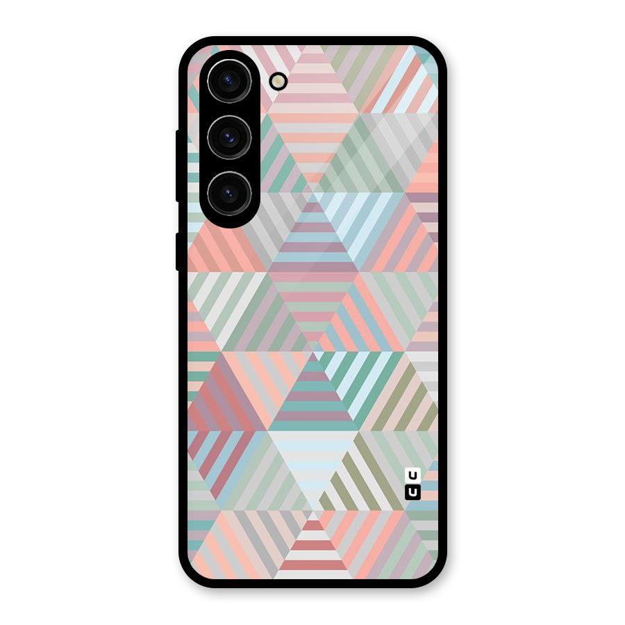 Abstract Triangle Lines Glass Back Case for Galaxy S23 Plus