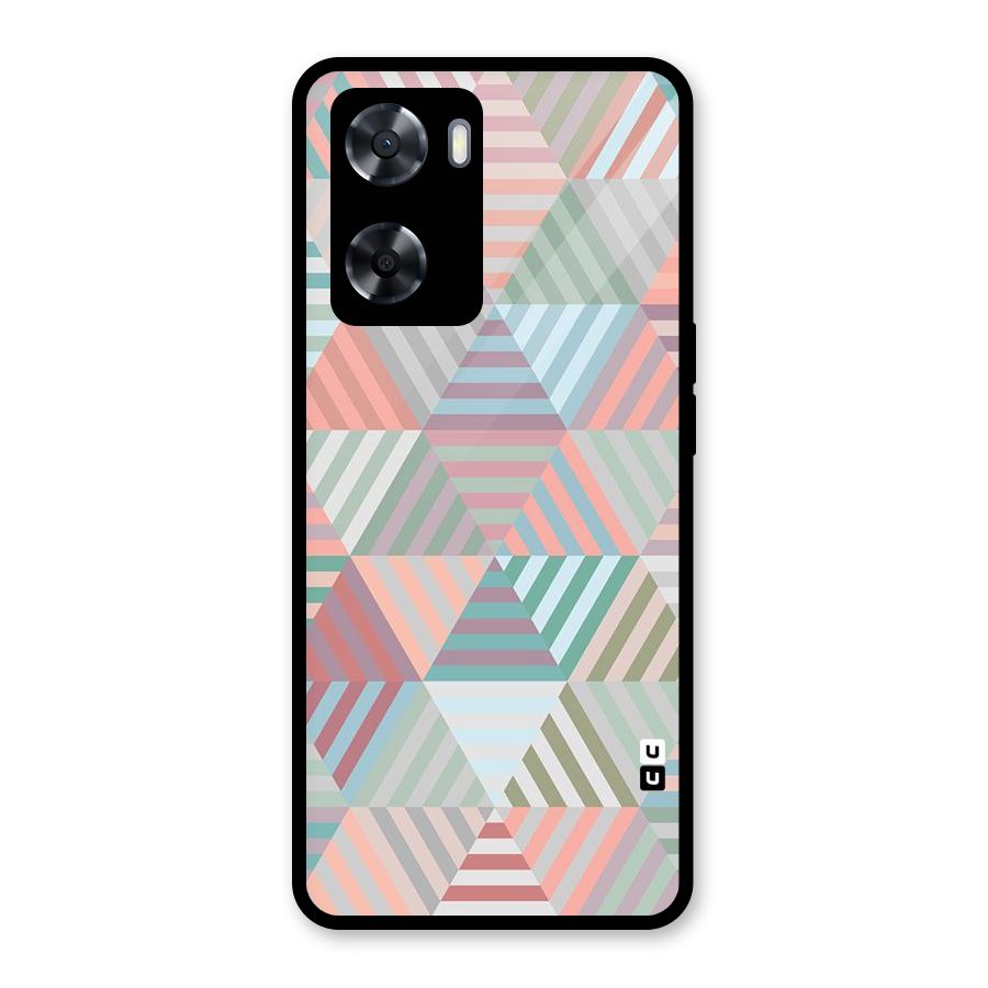 Abstract Triangle Lines Glass Back Case for Oppo A57 2022