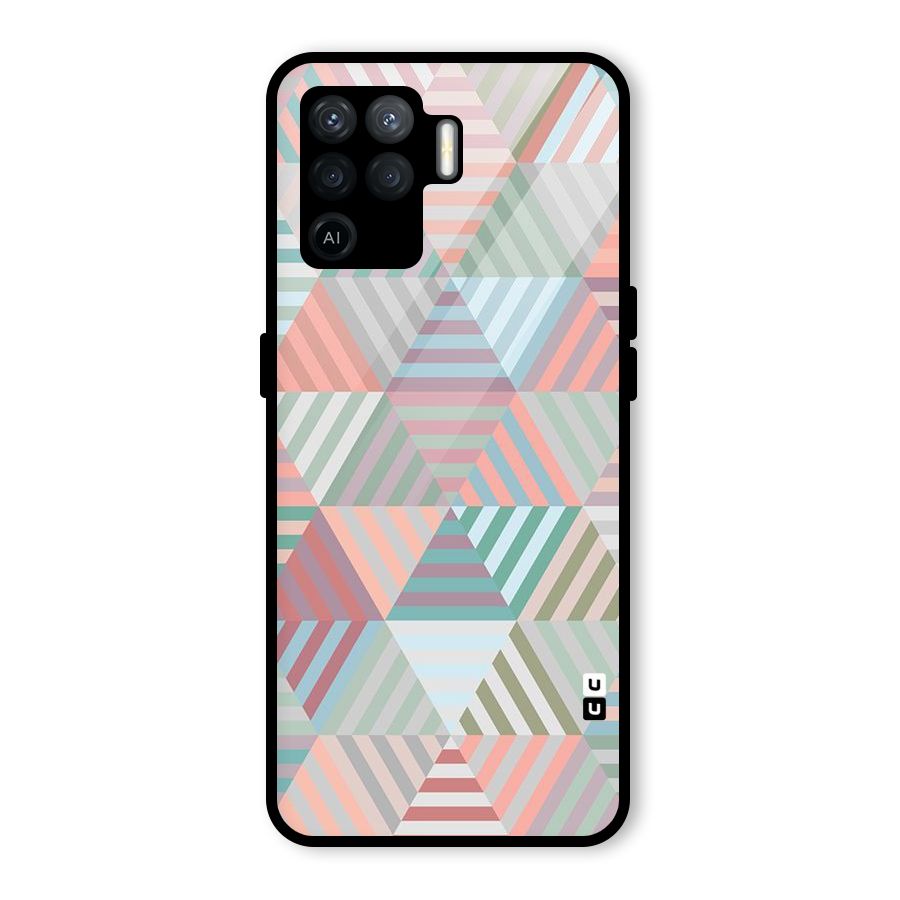 Abstract Triangle Lines Glass Back Case for Oppo F19 Pro