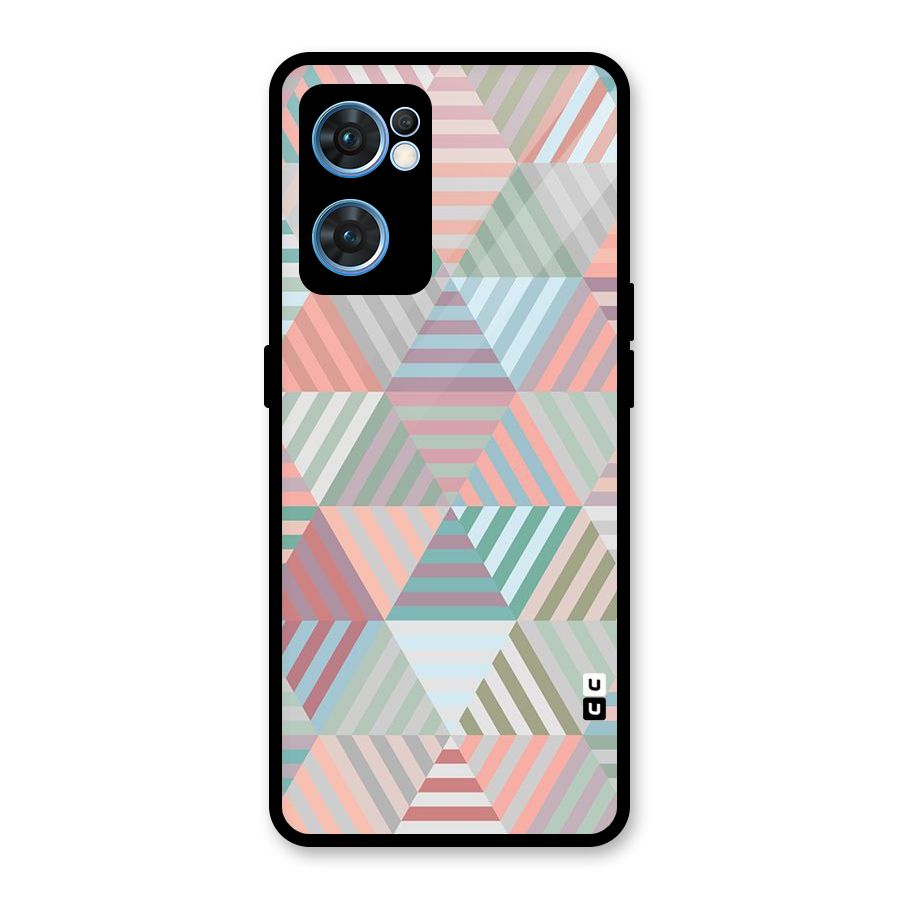 Abstract Triangle Lines Glass Back Case for Oppo Reno7 5G