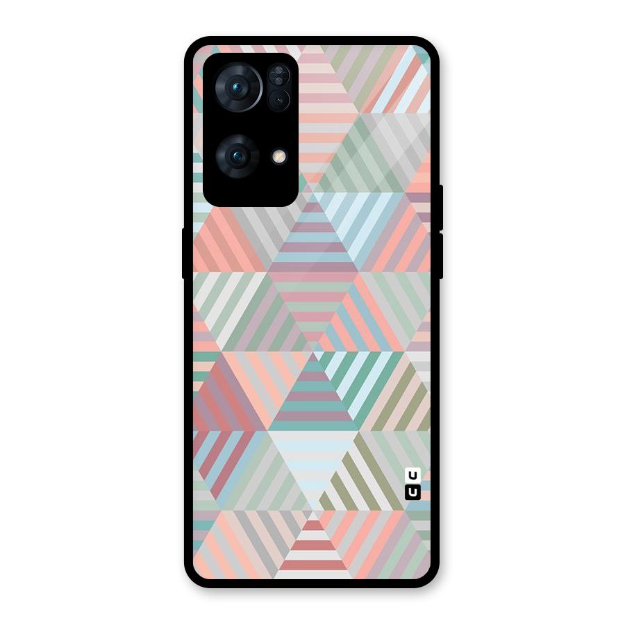Abstract Triangle Lines Glass Back Case for Oppo Reno7 Pro 5G