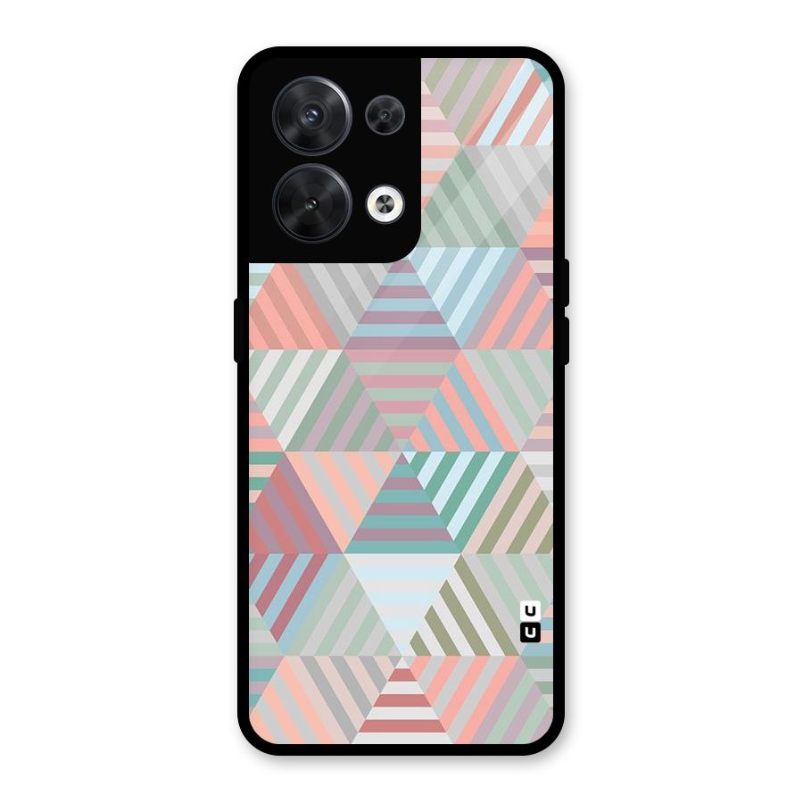 Abstract Triangle Lines Glass Back Case for Oppo Reno8 5G