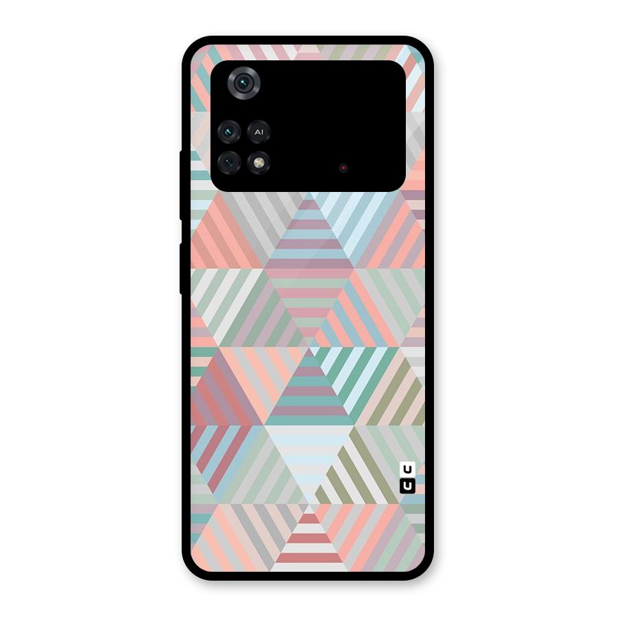 Abstract Triangle Lines Glass Back Case for Poco M4 Pro 4G