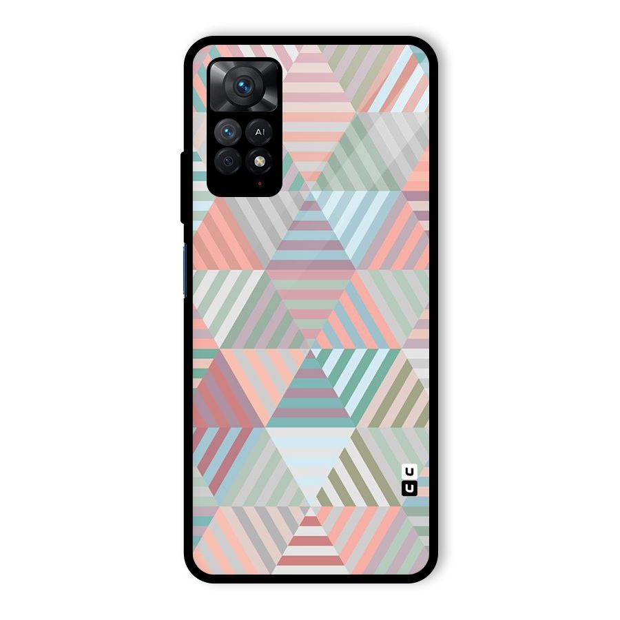 Abstract Triangle Lines Glass Back Case for Redmi Note 11 Pro
