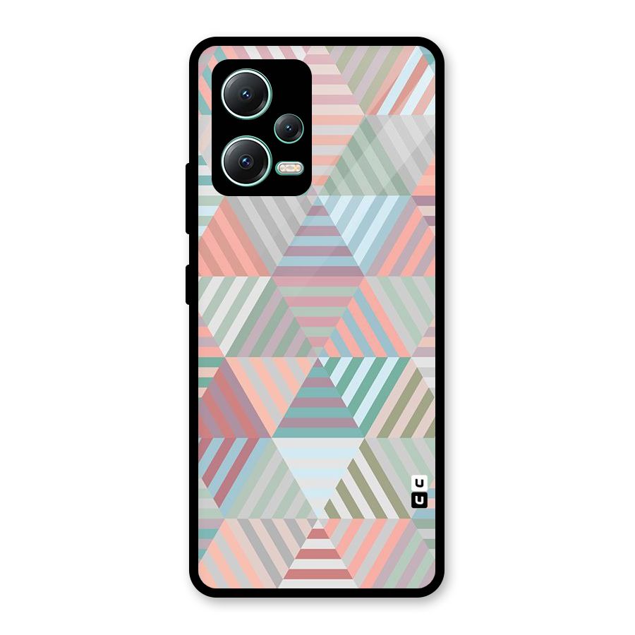 Abstract Triangle Lines Glass Back Case for Redmi Note 12 5G