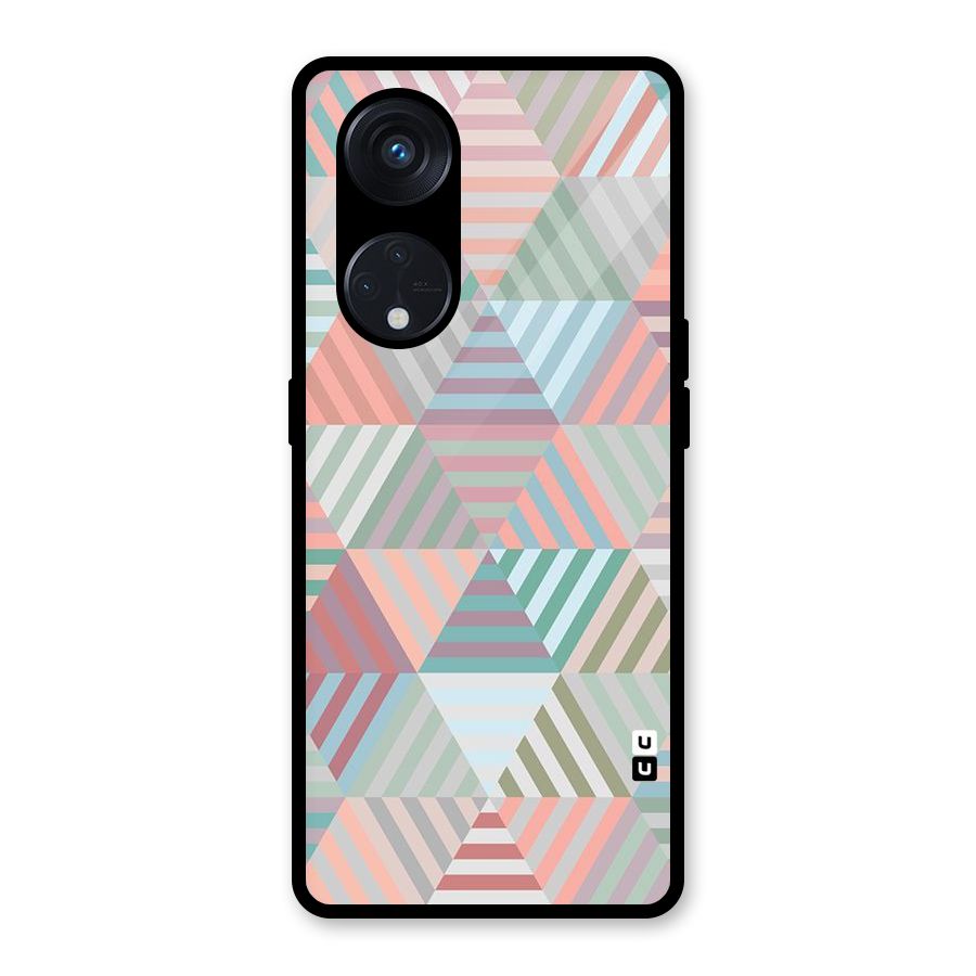 Abstract Triangle Lines Glass Back Case for Reno8 T 5G