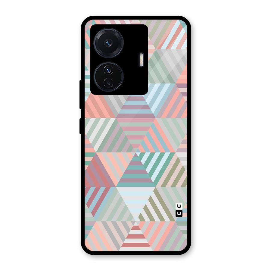 Abstract Triangle Lines Glass Back Case for Vivo T1 Pro