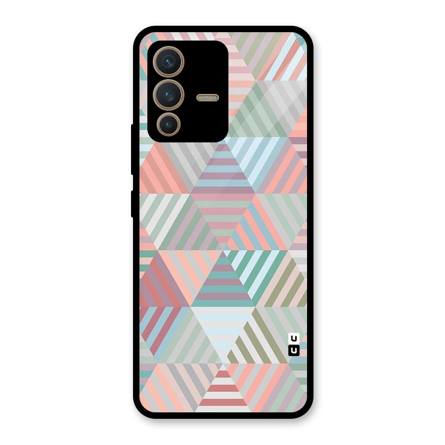 Abstract Triangle Lines Glass Back Case for Vivo V23 5G